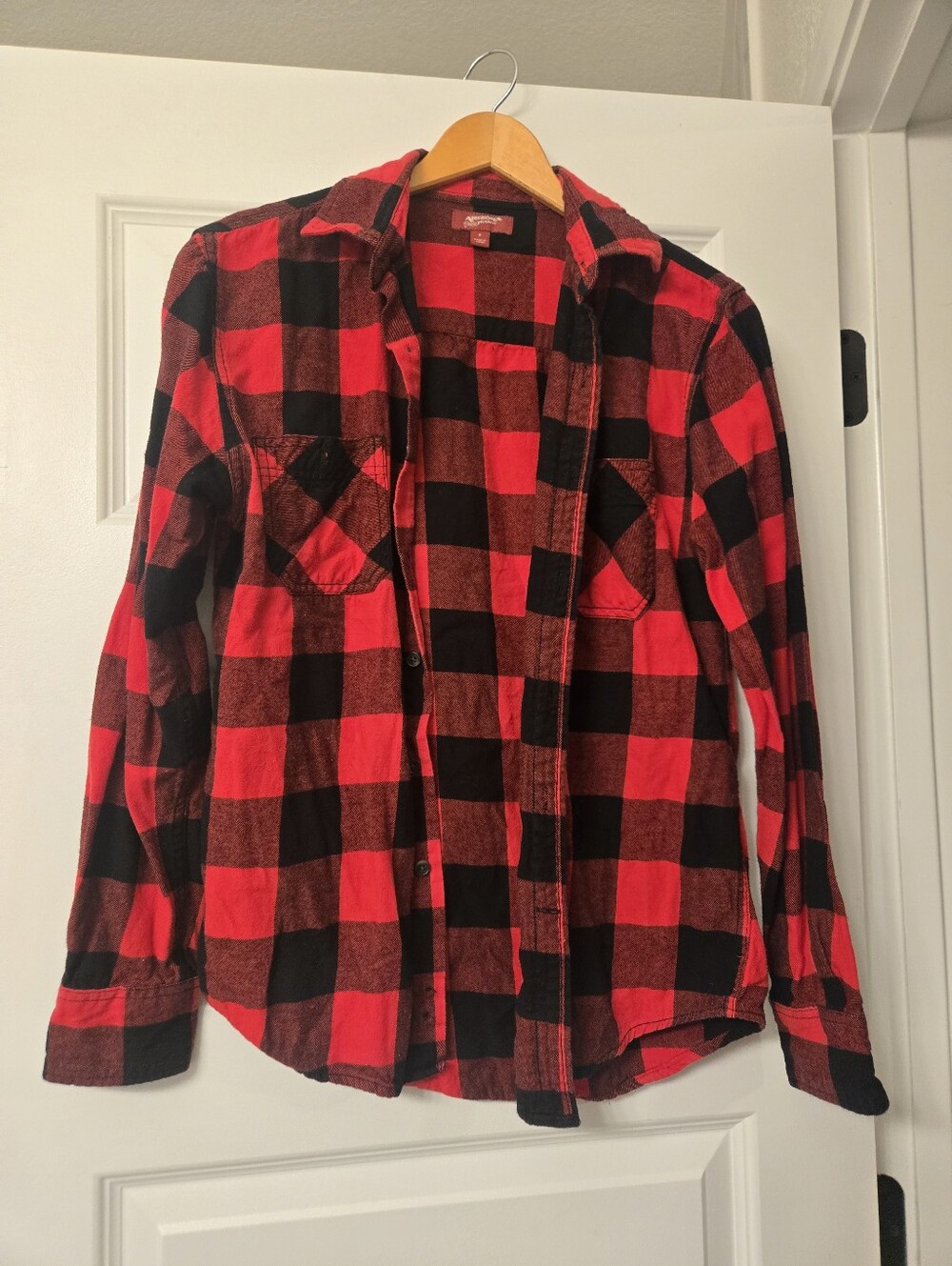 Arizona Jean Co. Red Black Buffalo Plaid Flannel Shirt Women's Small